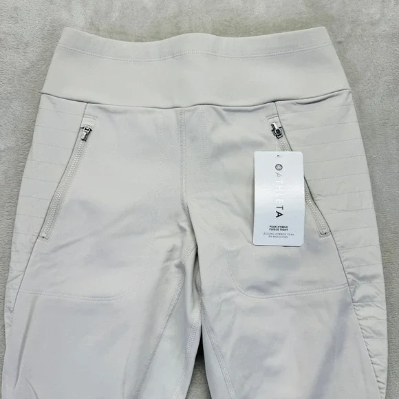 Athleta Pants Womens Small Abalone Cream Peak Hybrid Fleece Tight Zip Pocket NWT - Picture 4 of 13